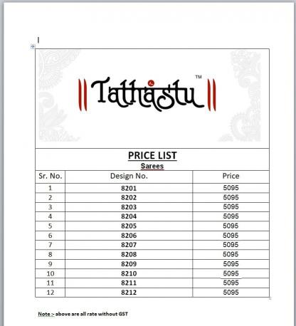 Tathastu anaara 8200 series surat sarees wholesale online